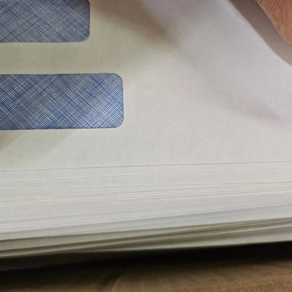 500 Double Window Envelopes #10 White Blue Security Tint CE05B Business